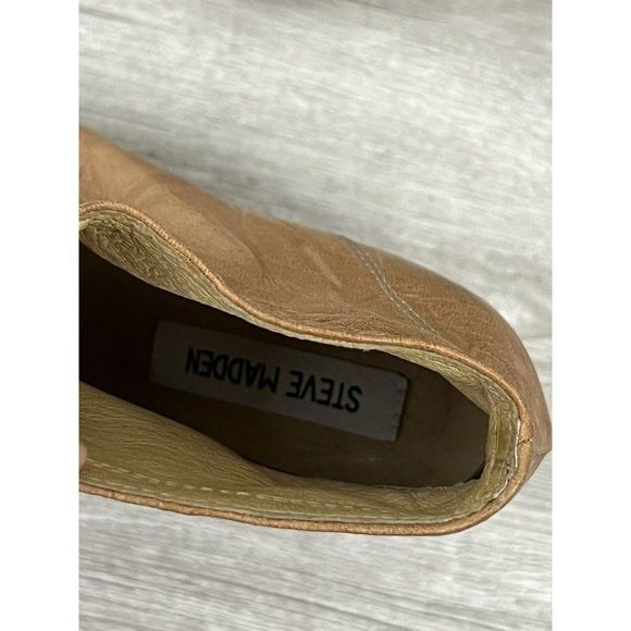 Vintage Steve Madden Women’s Heel Tan Leather Booties Front Zip Euro 37 US 6.5 - Picture 10 of 10